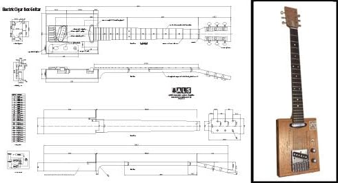 Luthier Supplies 6-string Electric Cigar Box Guitar Plan - Full Scale A0 Print, Black
