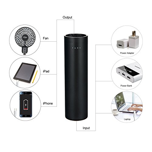 efluky Mini USB Portable Fan, Small Desk Fan, Personal Handheld Fan - Battery Operated Fan Removable 2600mAh Power Bank, 5 Speeds Adjustable, Black