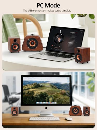 Senmeki Computer Speakers, Mini PC Speaker with Subwoofer, Desktop 2.1 USB Powered Speakers, Bluetooth 5.0 and RCA Input for PC, Laptops, Turntable, Phones, Tablets (K02)