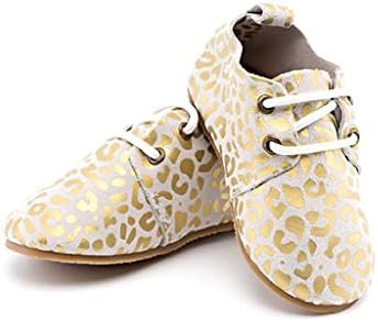 Piper Finn Gold Leopard Genuine Leather Oxford Shoes - Size 7 up to 6" Hard Sole