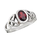 Sterling Silver Celtic Knot Simulated Red Garnet Ring(Sizes 4,5,6,7,8,9)