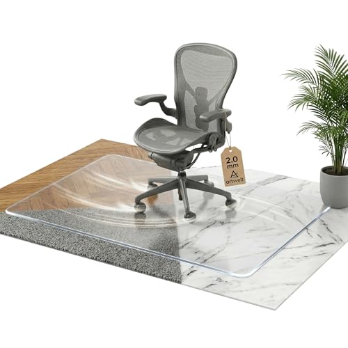 Artwelt Bodenschutzmatte Bürostuhl Transparent 2mm Bodenmatte 250X100cm