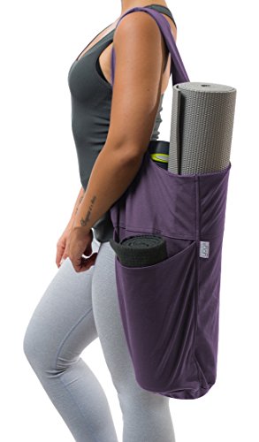 Yogiii Yoga Mat Bag | The Original YogiiiTote | Yoga Mat Tote Sling Carrier w/Large Side Pocket & Zipper Pocket | Fits Most Size Mats (Imperial Purple) - Thumbnail 4