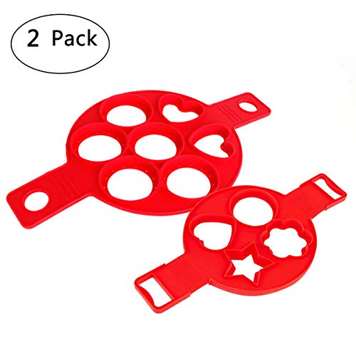 Egg Ring Silicone Pancakes Molds,Reusable Non Stick Egg Mold,Silicone Pancake Maker and Flipper for Kitchen (2 Pack) Egg Ring Silicone Pancakes Molds,Reusable Non Stick Egg Mold,Silicone Pancake Maker and Flipper for Kitchen (2 Pack)