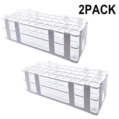 Luckkyme Plastic Test Tube Rack 2 Pack White 40 Holes Lab Test Tube Rack Holder for 21mm and Below The Test Tubes, Detachable, White - Thumbnail 7