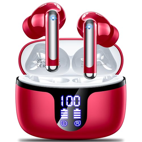 Monyhigh Bluetooth-Kopfhörer, kabellos, Bluetooth 5.4, mit 4 ENC, Geräuschunterdrückung, Mikrofon, kabellos, HiFi, Stereo, 42 Stunden, LED-Wiedergabezeit, Sport-Kopfhörer, IP7-Display, für iOS Android