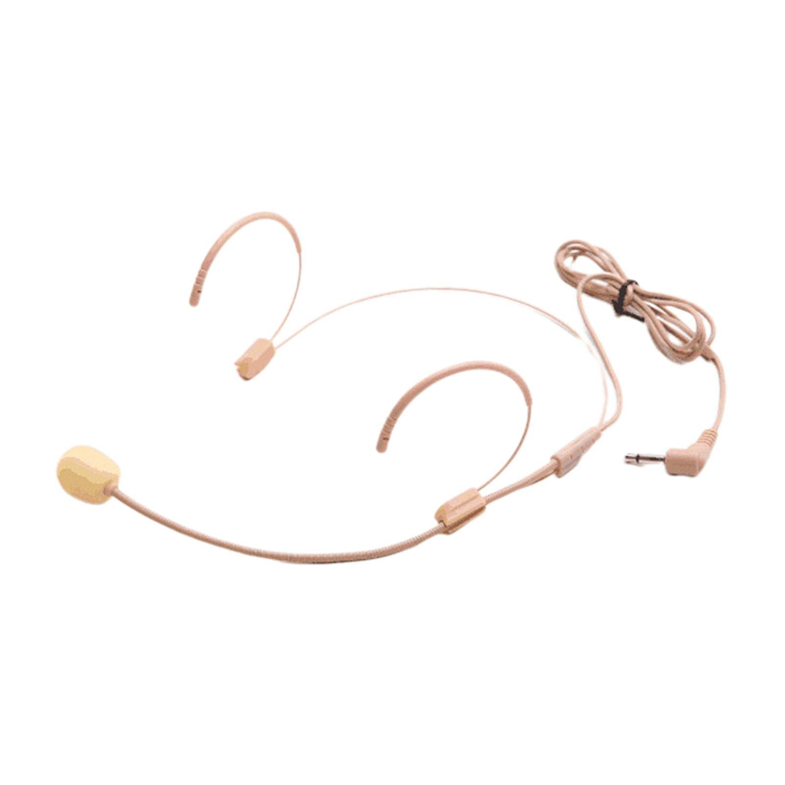 3.5mm Wired Microphone Headset With Detachable Condenser Dual Hook Mic for Teachers, Presenters - Voice Amplifier Studio (Flesh Tint)