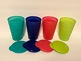 Tupperware 16oz Impressions Dripless Tumblers & Straw Seals Set of 4 Summer 2018 New