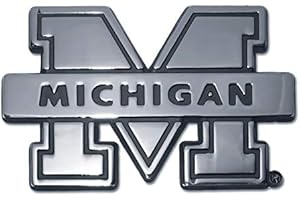 AMG AUTO EMBLEMS Michigan Mich Wolverines Premium Metal Auto Emblem (Banner)