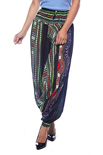 Womens African Traditional Print Puff Dashiki Harem Pants DASHIKIHAREM