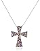 Carly Creations Women's Silver Plated Genuine Crystal Rainbow Cross Pendant - Large