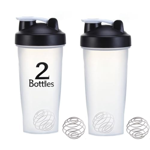 otylzto 2 Pack 28 oz Shaker Bottles for Protein Mixes, Protein Shaker Bottle with Stainless Steel Whisk Ball, Shaker Cup, Protein Bottle, Protein Shake Bottles