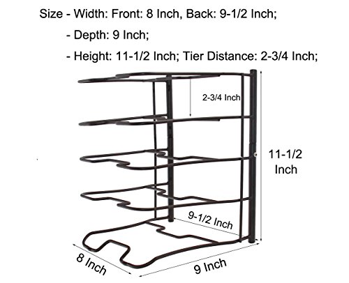 ESYLIFE Kitchen Cabinet Pan Organizer Rack Cookware Holder (Fits 5 Pans/Lids) - Can be Separated Use - Thumbnail 2