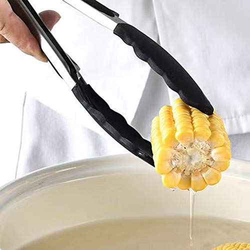 BPA Free Food Tongs with Silicone Tip and Stand, Premium Sturdy 12-inch Stainless-steel Locking Kitchen Tongs for Kitchen Cooking Barbecue Salad Grilling Frying Pastry