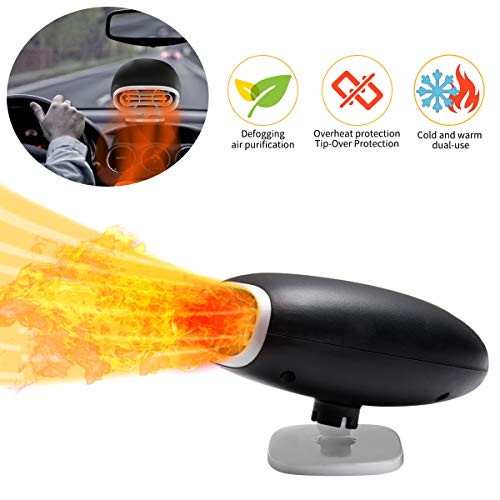2 in 1 Car Heater Portable Auto Electronic Car Heater with Heating & Cooling Function Defroster Defogger 12V 150W, Auto Ceramic Heater Fan Plug in Cigarette Lighter