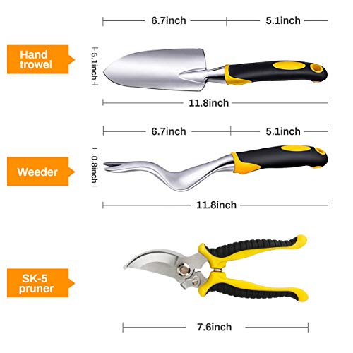 LINGSFIRE Gardening Tools Set Garden Tools Organizer Tote Bag 9 Piece Garden Supplies Tool Set Ergonomic Gardening Hand Tools Kit Garden Accessories Gift Set with Garden Digging Claw Gloves (9PCS)