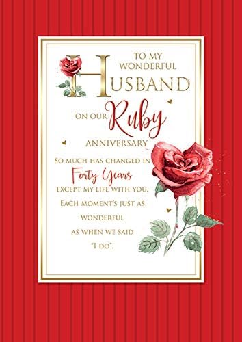 Husband Ruby 40th Wedding Anniversary Card Amazon Co Uk Office Products