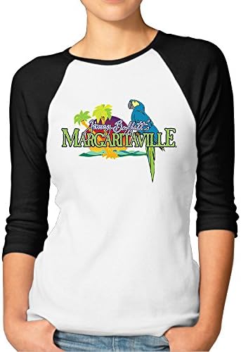 HUASHL Women's Jimmy Buffett Margaritaville Logo 3/4 Sleeve 100% Cotton Baseball Tee Shirts