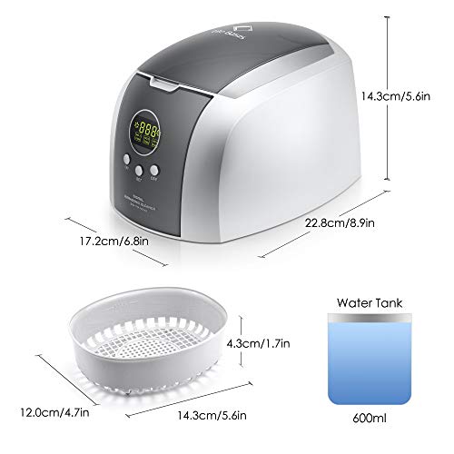 Professional Ultrasonic Cleaner, 46KHz Sonic Cleaning Stainless Steel 750ML Automatic Timer Cleaner for Eyeglasses Rings Coins for Home