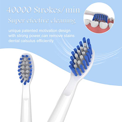 Sonic Electric Toothbrush for Adults Waterproof IPX7 Rechargeable Toothbrush 5 Modes & Smart Timer-Ultra Sonic 40,000 VPM Motor with 3 Dupont Brush Heads (Black)