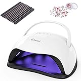 54W UV LED Nail Dryer Lamp,Ovonni Professional Nail Light for Gel Polish Curing with 36 Dual Light Source LEDs &4 Timer Setting, Lifting Handle 54W/48W Powers with LCD Display and Auto-Sensor (White)