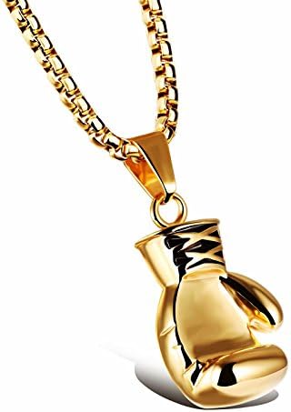 jasit Men Women Punk Stainless Steel Boxing Glove Chain Pendant Lovers Style Fist Necklace