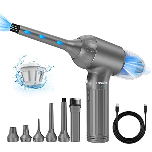 Compressed Air Duster & Vacuum Cleaner 2 in 1, RealPlus Electric Air Duster 3 Speeds 90000 RPM
