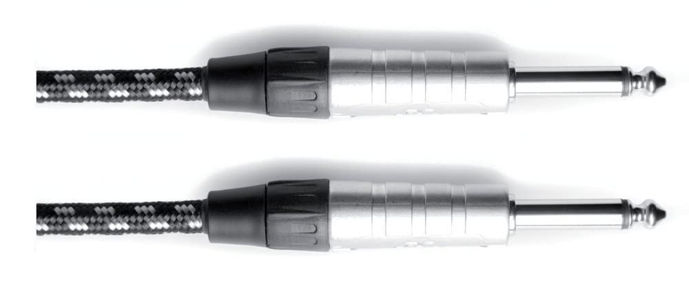 GEWA Instrument cable Mono Pro Line 6m angle jack, black white 6.3 mm mono jack - 6.3 mm angle jack mono, 190514