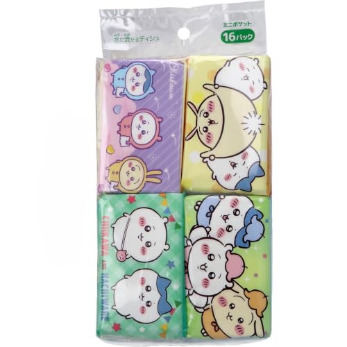 ちいかわ 水に流せるミニポケットティシュ 16枚(8組)×16個入