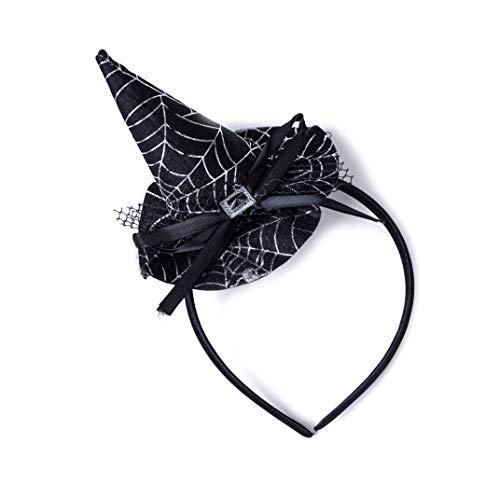 Halloween Mini Halloween Witch Hat Spiderweb Headband Costume Accessories Black Silver Women Trick Treat Favors Toys Kit Office Party Supplies 7 Inch