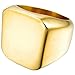 UM Jewelry Mens Stainless Steel Biker Signet Style Classic Ring Engravable Heavy Polished, Gold Tone