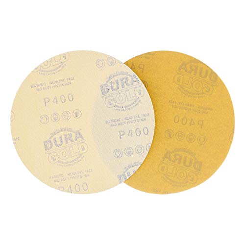 DuraGold Premium 6" Gold Sanding Discs 400 Grit (Box of 50) Hook