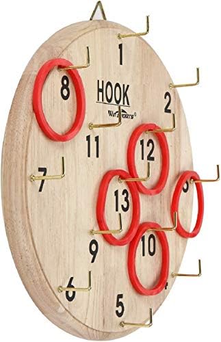 Win SPORTS Hook and Ring Toss Sport for Children & Adults – Outside and Indoor Enjoyable, Thrilling Reward Concept, Secure & Sturdy Design – Consists of 13 Metallic Hooks and 14 Rubber Rings