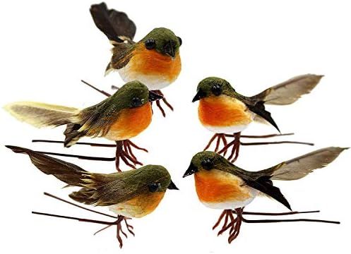 10PCS Robin Bird Christmas Tree Decoration Craft Vivid Xmas Ornaments Christmas Tree Hanging Pendant Very Cute Artificial Feather Robin