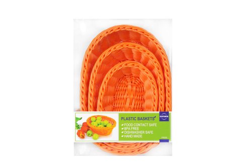 Colorbasket Hand Woven Waterproof Oval Food Basket, Bright Orange - Thumbnail 2