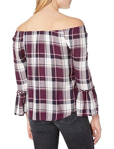 image for A. Byer Junior's Off The Shoulder Top with Juliet Sleeves, Wine/Blush 