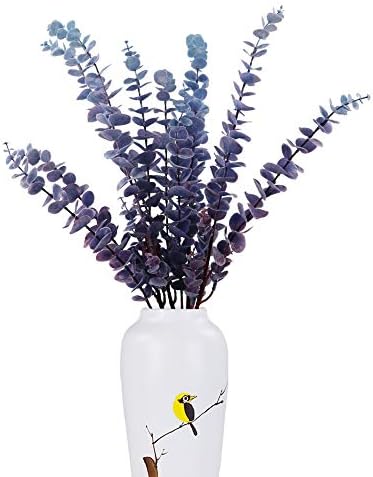 LUCKY SNAIL 4 Pcs Artificial Flowers, Artificial Eucalyptus Leaves 29.5 Inches Long Fake Flowers for Wedding Bouquet Party Home Office Craft Decor(Blue&Purple)