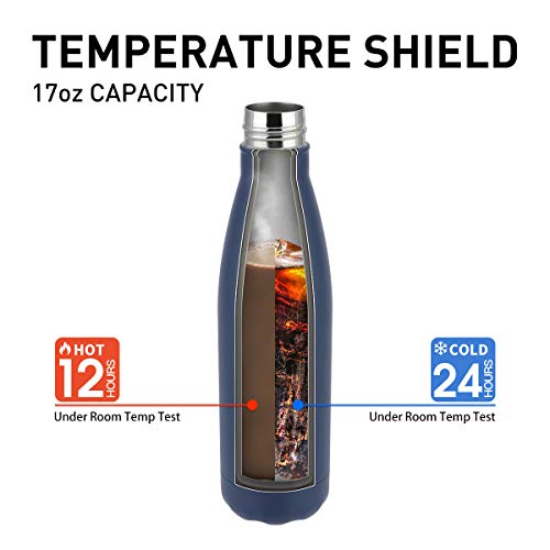Water Bottle Stainless Steel Vacuum Insulated Double Walled Cola Shape Thermoses (Dark Blue) - Thumbnail 2
