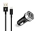 Hallein(TM) 3.1A 15W Dual Port High Speed USB Car Charger with 3ft 8 Pin Lightning to USB Sync & Charging Cable Cord (Black)