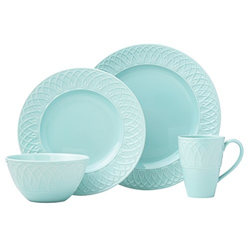 Lenox 4 Piece British Colonial Carved Place Dinnerware Set, Aqua LAVORIST
