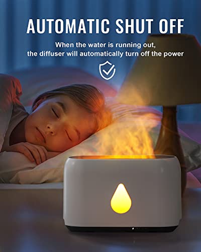 Flame Essential Oil Diffuser,Humidifier,250ml Aroma Diffuser with Remote Control,3 Timer & Adjustable Brightness,Waterless Auto Shut-Off Protection
