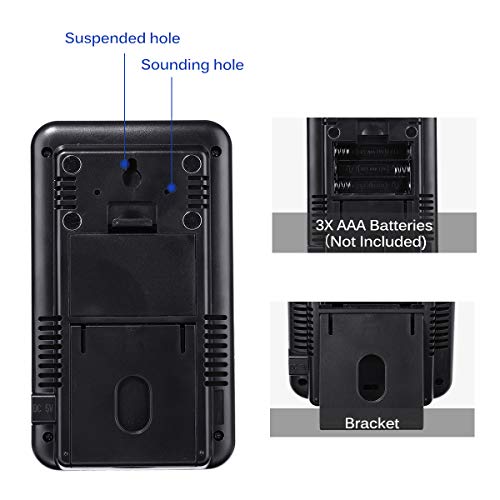 GEMITTO Thermometer Digitale mit 2 zusätzlichen Sensoren, Alarmfunktion Innen- und Außentemperaturanzeige mit MIN/MAX Records für Raumklimakontrolle Raumluftüerwachtung