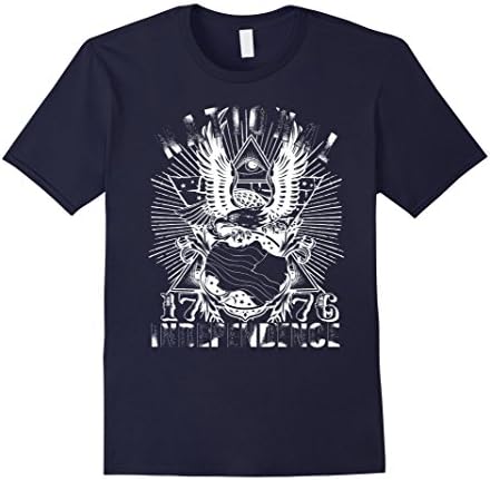 Mens All Seeing Eye Independence Day US Eagle 1776 T-Shirt 2XL Navy