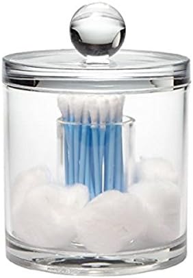 Xuzog Clear Acrylic Cotton Ball and Swab Holder Organizer, Storage Dispenser Box for Q-Tips, Make Up Pads, Cosmetics Bathroom Accessories Container