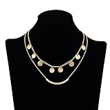 Geerier Simple Coin Choker Charming Lace Choker Pendant Ring Dangle Disc