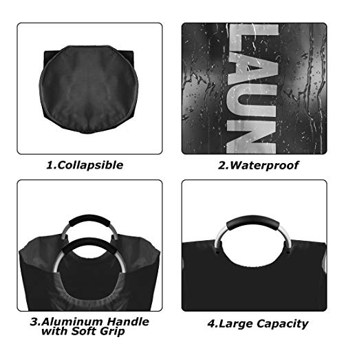 Epicord 82L Large Laundry Basket (6 Colors), Collapsible Fabric Laundry Hamper, Foldable Clothes Bag, Folding Washing Bin (Black) - Thumbnail 2