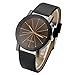 Top Plaza Simple Radioactive Rays Scale Mark Dial Black Leather Band Analog Quartz Wrist Watch