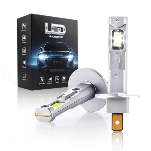 Onraying H1 LED, 6500K Car H1 LED Bulb, 45000LM Ultra Powerful H1 LED Bulb, 900% Brightness, 1:1 Halogen Size, IP68, 90000+ Hour of See, Plug N-Play, Non-Polarity, 2 Pieces