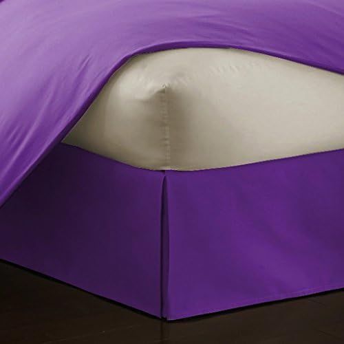 The OuTNet Hotel Collection Bedding 500-Thread-Count 100% Egyptian Cotton Twin Extra-Long Damask Solid 1pc Bed Skirt With 32" Drop Length, Purple