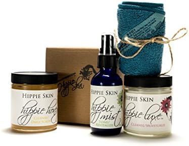 Hippie Skin Hippie Everyday Bundle Cleanser Moisturizer Toning Spray Oil Cleansing Method, Makeup Remover, Makeup Primer, Powerful Natural Skin Care for all Skin Types